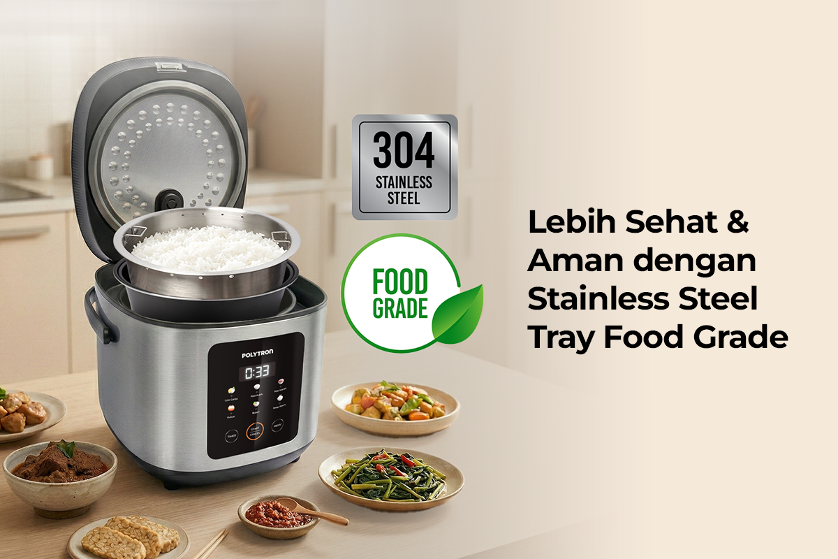 Solusi Makan Nasi Lebih Sehat Menggunakan Polytron Kitchenmate Rice Cooker Low Carbo Digital